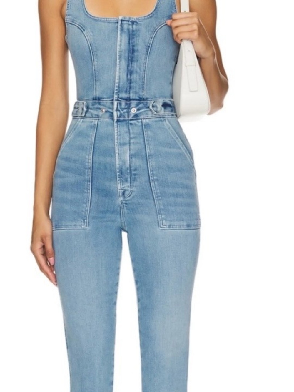 Good American Light Blue Denim Jumpsuit